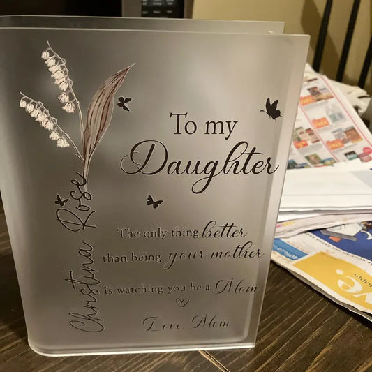 To My Daughter" Acrylic Book Vase – Custom Name Gift with A Forever Message for Your Daughter